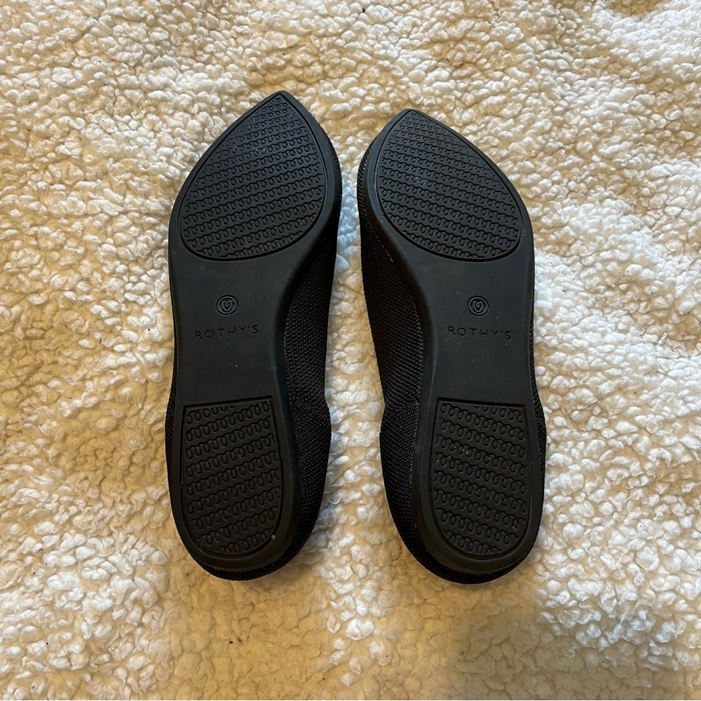 Rothy's The Point Womes Shoes Black 7.5 Knit Slip On Pointed Toe Ballet Flat - Picture 5 of 14